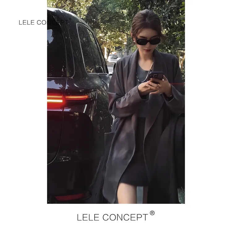 LELE CONCEPT丨时髦轻奢翻领腰带款凡毛皮衣P0107