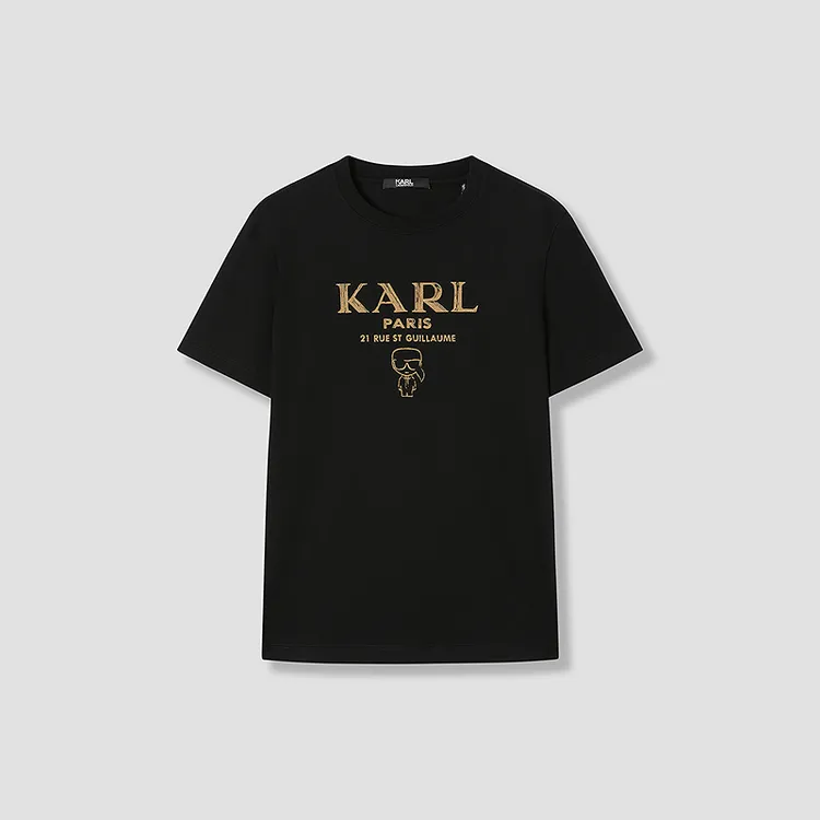 【官方男装】KARL LAGERFELD卡尔拉格斐25新款短袖T恤黑金M22X1725