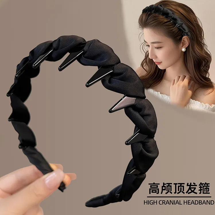 黑色高颅顶绝美发箍女款带齿蓬松头箍2025新款高级感日常外戴发卡