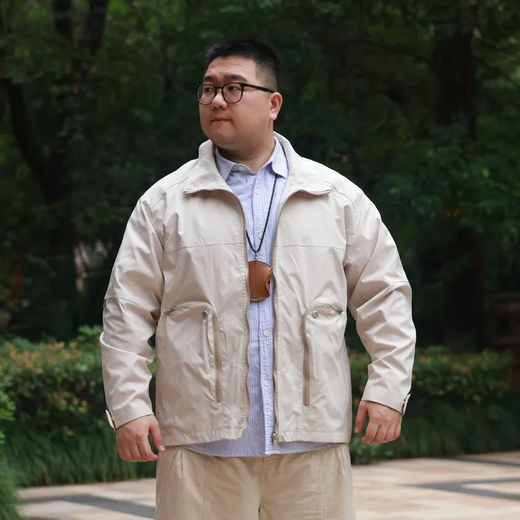 通勤风男夹克长袖男士直下摆工装大口袋夹克外套秋季拉链大翻领