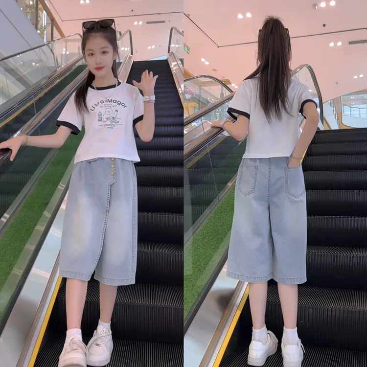 女童七分裤夏季薄款儿童裤子2025新款中大童小女孩时髦牛仔裤夏装