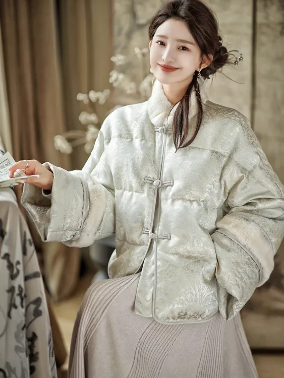 UMI专属-(七艺原创)新中式加厚中国风民族风立领羽绒服2427