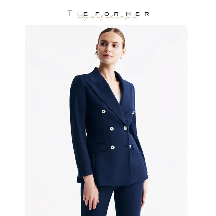 TieForHer TSOQ™双排扣职场精致通勤高级气质女士西装上衣