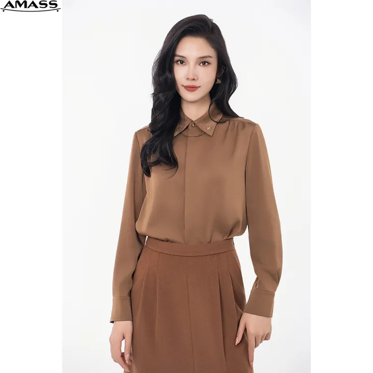 AMASS/阿玛施春夏时尚轻职风气质百搭简约色丁质感女衬衫 5300988
