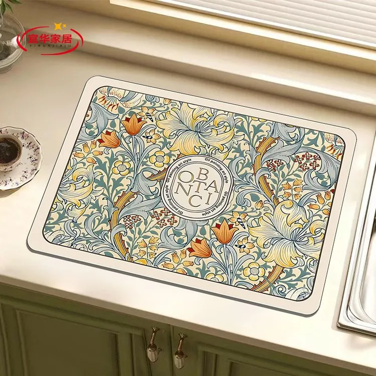 厨房台面软硅藻泥沥水垫 咖啡机吸水垫杯垫洗手台吸水防滑沥水垫