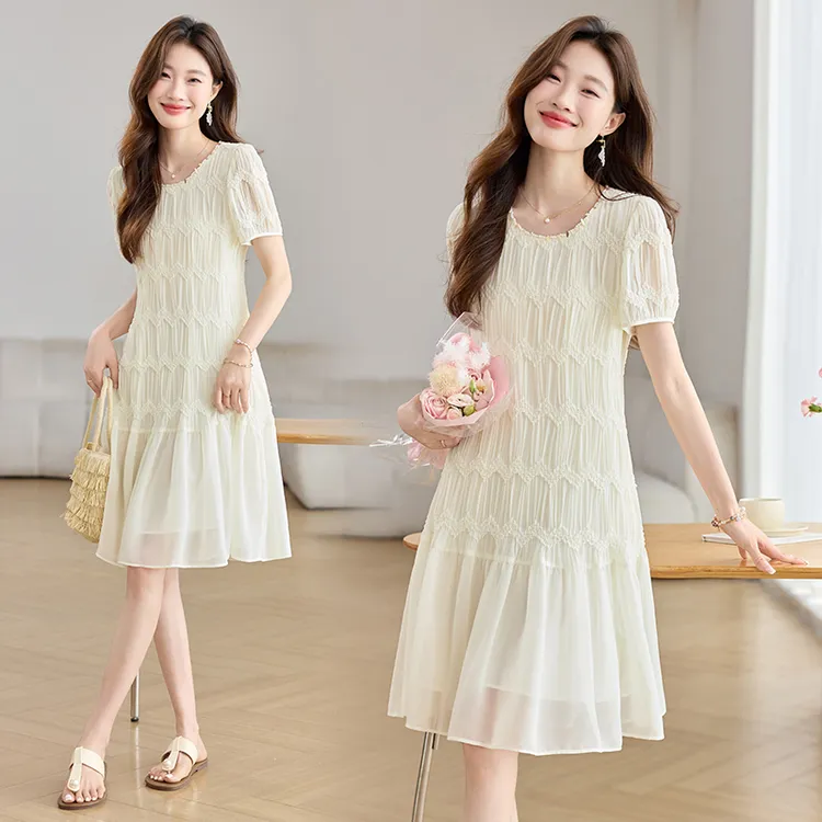 法式小香风连衣裙女2025夏季新款优雅气质减龄宽松显瘦中长款裙子