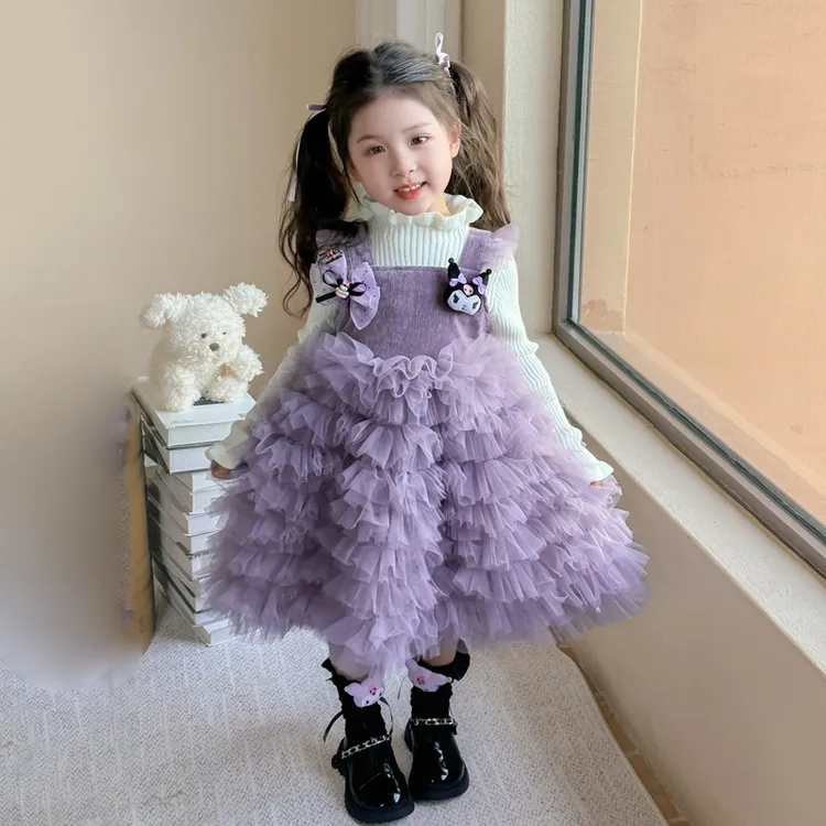 女童库洛米蛋糕裙套装春秋新款洋气时髦连衣裙儿童三丽鸥公主裙