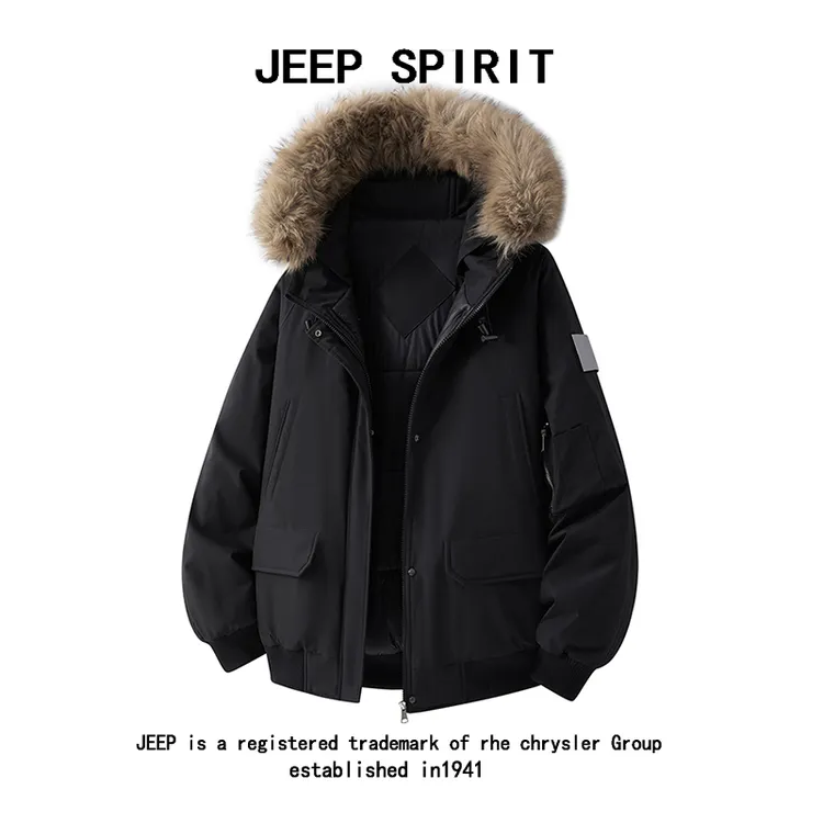 JEEPSPIRIT棉衣情侣冬季潮流加厚韩版休闲百搭宽松短款保暖连帽