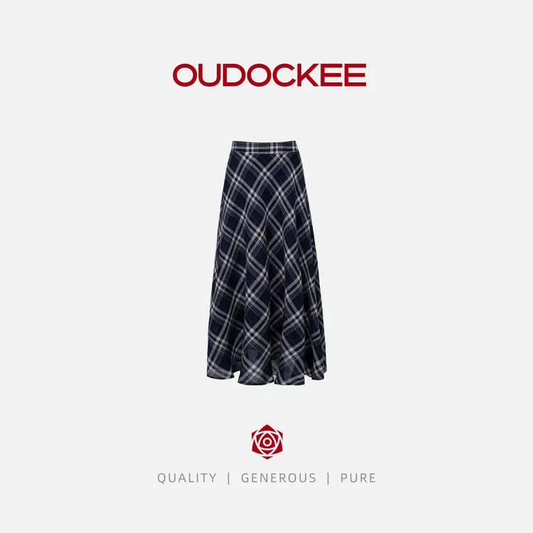OUDOCKEE 鸥鸥 【格子裙】设计感高腰格纹百搭半身裙 BACE742T