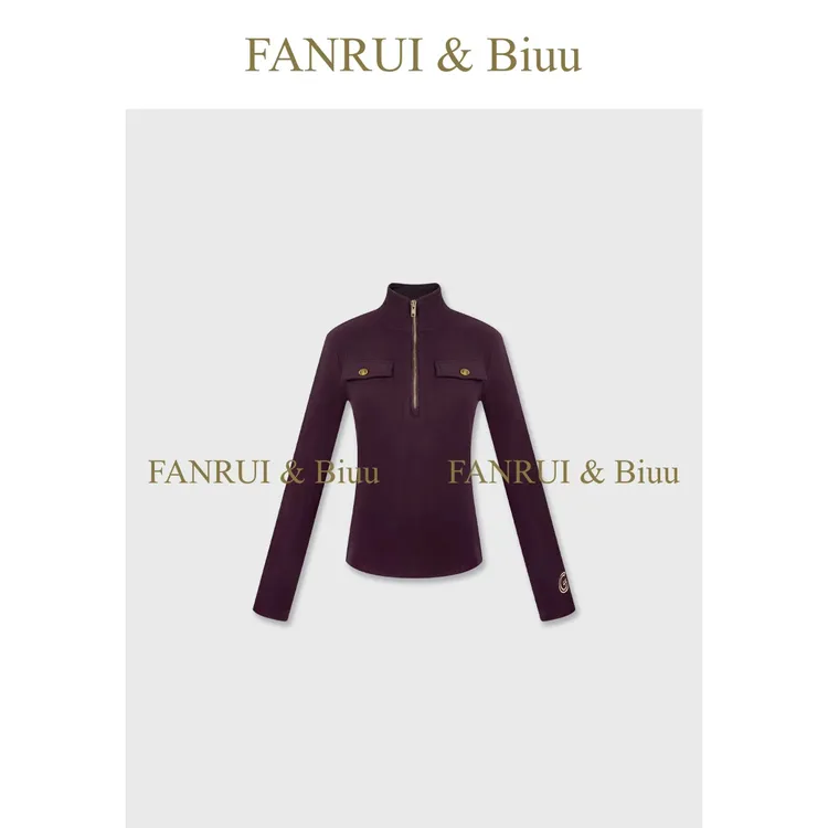 FANRUI/泛芮 「纽饰织章」拉链半高领洋气百搭修身打底卫衣女B19675