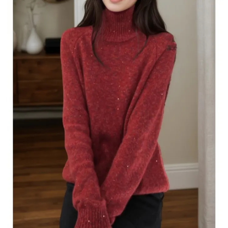 冬季新款韩系时尚气质百搭长袖高领针织衫上衣LK2508610