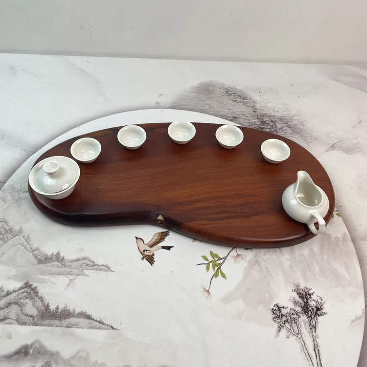 红木茶盘/纯手工打造排水式实木茶盘/天然随形大果紫檀木缅花茶盘