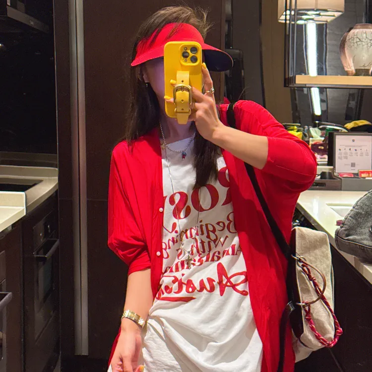 韩版新款超薄款防晒开衫“红”