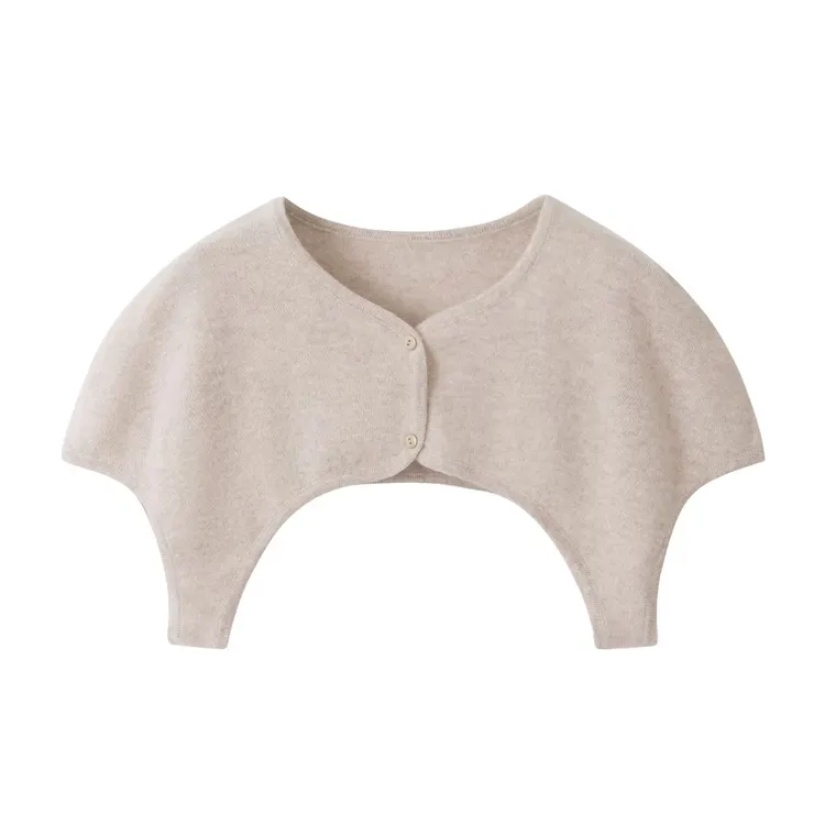 女士秋冬季圆领山羊绒护肩防寒保暖空调房居家月子护颈披肩原绒色