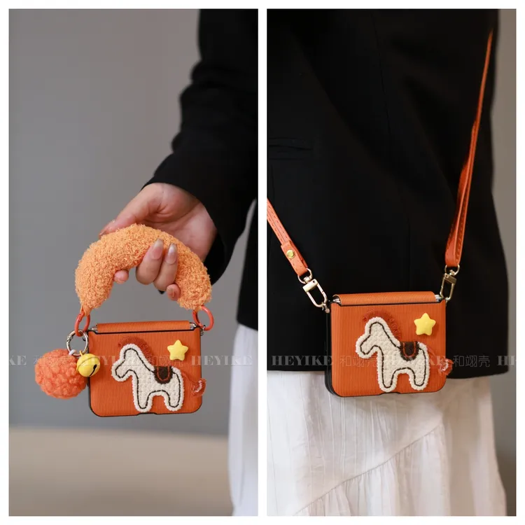 新年立体小马适用华为purax手机壳典藏版mixflip2斜挎防摔pocket2