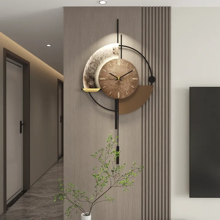 轻奢客厅挂钟创意格栅时钟家用装饰壁挂钟表大气个性挂表静音钟饰商品图