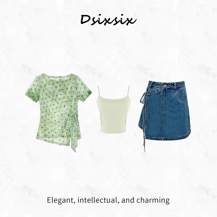 Yeah Me/也觅【波点椿叙】夏季新款小清新波点设计百搭半身裙套装