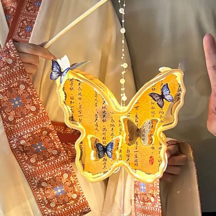 diy手工中秋节古风蝴蝶灯笼国风中式书法手提发光宫灯儿童幼儿园