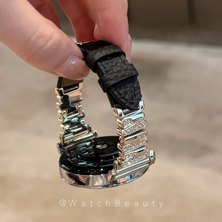 适用华为GT6不规则镶钻荔枝纹皮质手表表带watch3/4GT5proGT3gt4