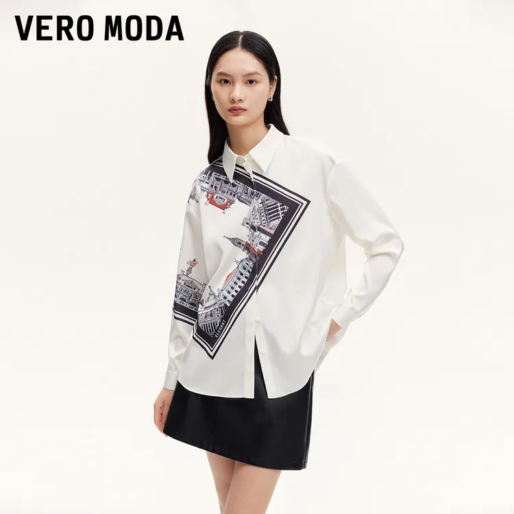 Vero Moda衬衫【巴黎映画】新款宽松单排扣印花翻领老钱风325305020