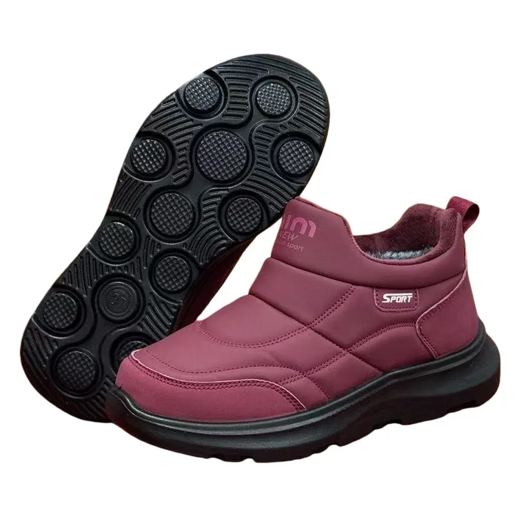 冬季老北京布鞋女加绒厚底一脚蹬懒人鞋防寒保暖雪地靴棉靴妈妈鞋