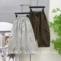 【100%纯棉】2025春秋新款秋季韩版儿童帅气中大童裤子宽松百搭纯色