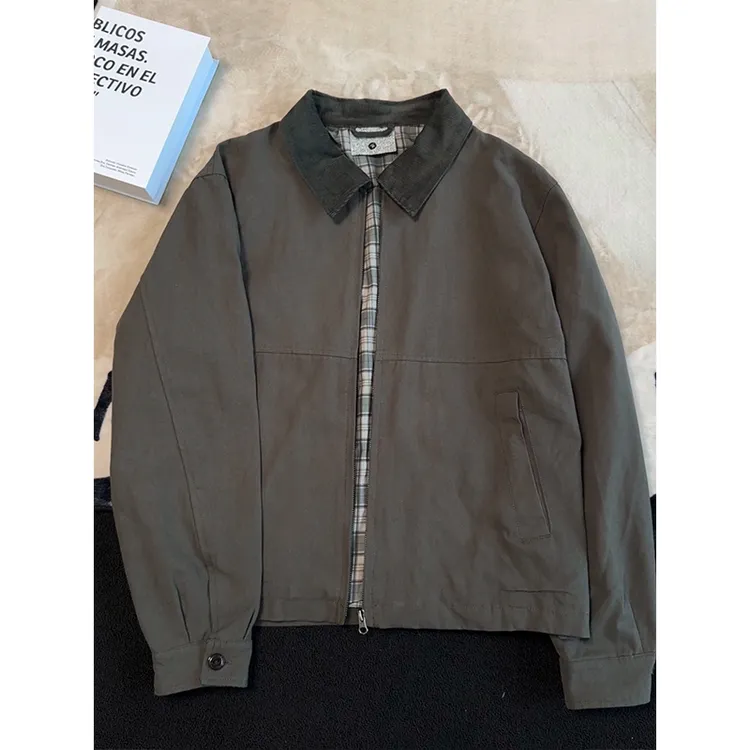 美式复古短款底特律夹克秋季新款男翻领vintage工装巴恩风短外套