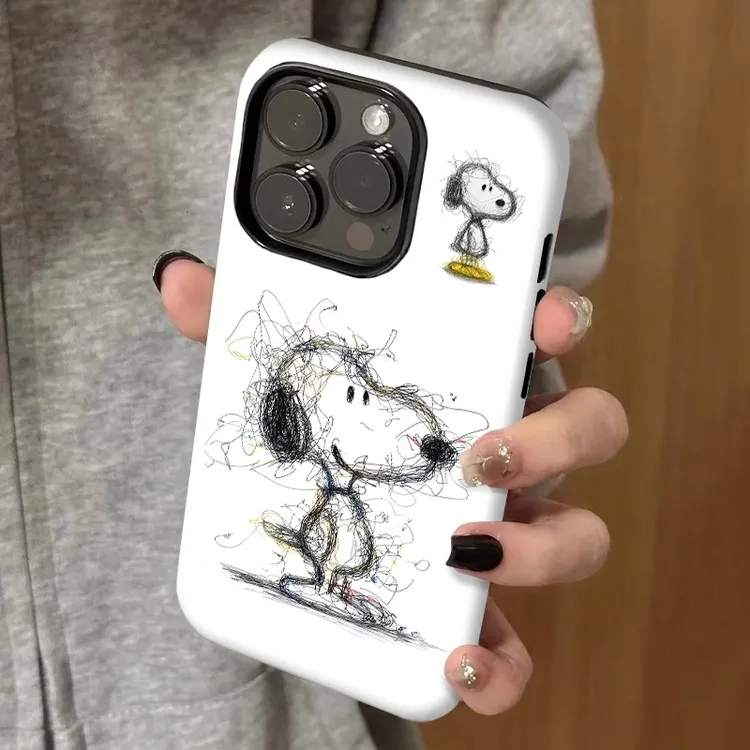 潦草史努比菲林二合一简约适用iPhone16华为vivo小米15oppo手机壳