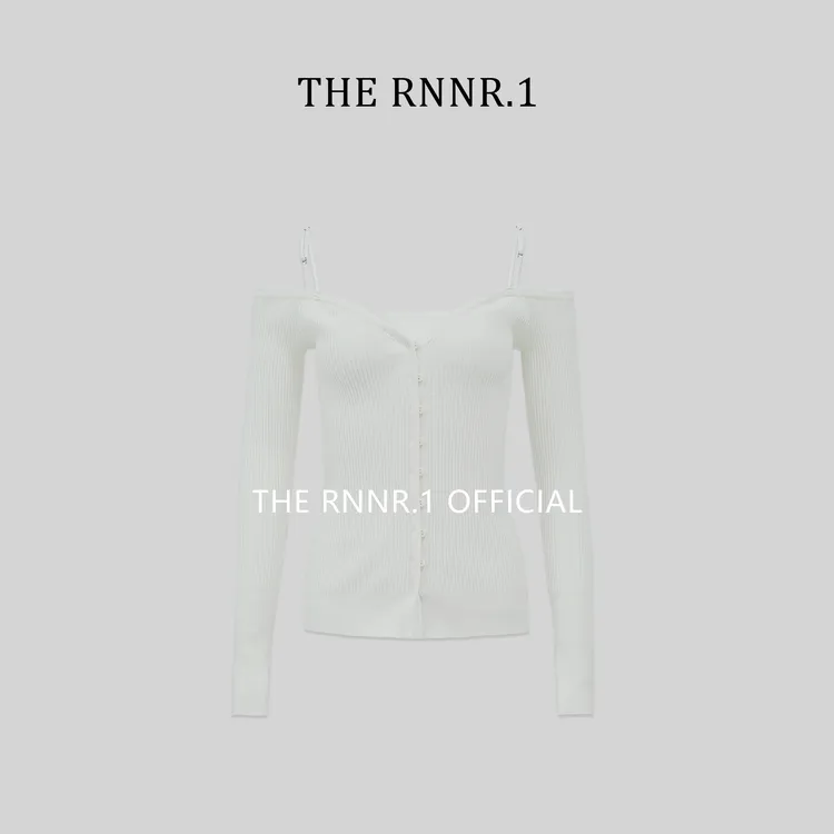 THE RNNR.1白色 露肩 可调节 针织上衣