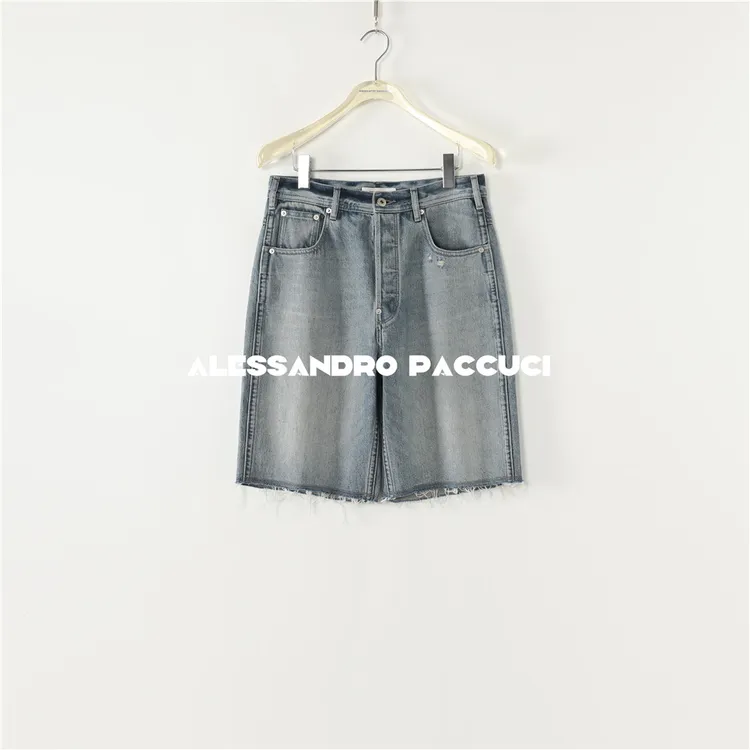 AP洛哥53061ND【潮牛先锋】棉质蓝色毛边脚口时尚休闲五分牛仔裤