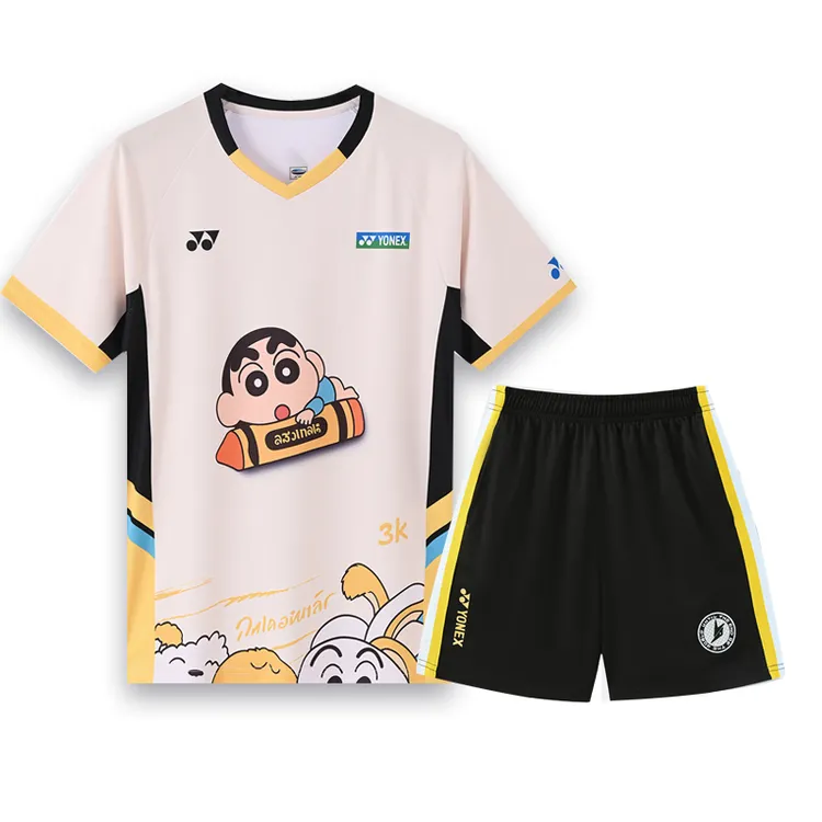 2025新款蜡笔小新联名男女同款卡通羽毛球服运动速干短袖夏季透气