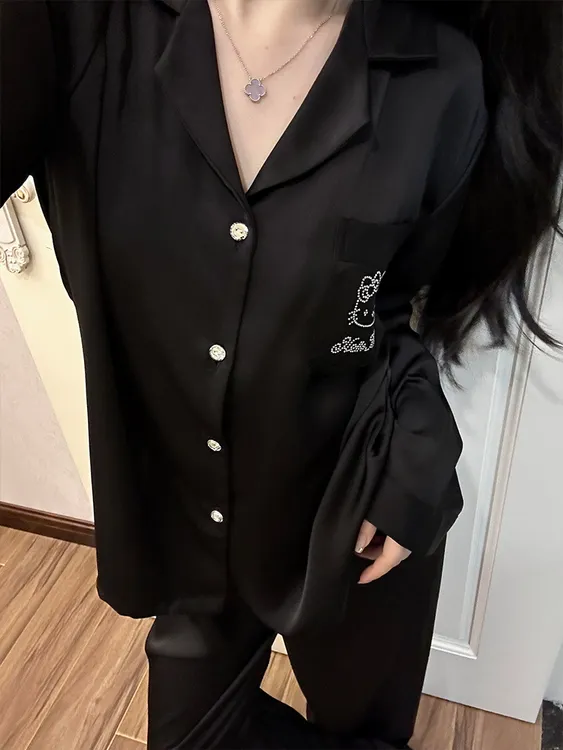 冰丝睡衣女春秋爆款2025新款hellokitty高级感ins长袖家居服套装