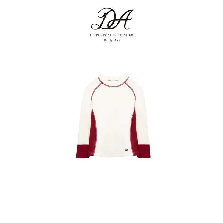 Dolly Ave「黑标系列」定制羊毛混纺刺绣撞色高弹保暖女童长袖T恤
