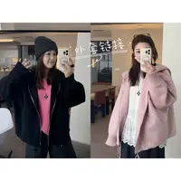 晶咕佳佳【紫藤雾语】连帽款式立裁双面呢外套时尚休闲宽松韩版