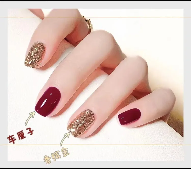 免烤车厘子色持久不可撕拉显白红色指甲油酒红色美甲速干