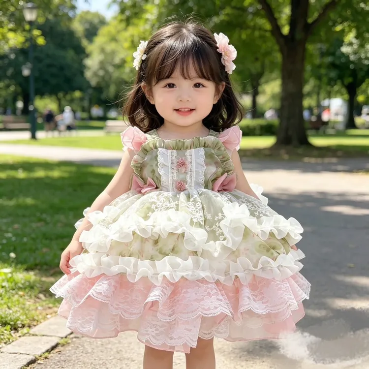 儿童蓬蓬纱裙礼服女童洛丽塔短袖夏季公主连衣裙吊带纱裙小女孩