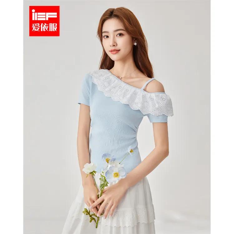IEF/爱依服2025新款夏季蕾丝气质时尚毛织上衣