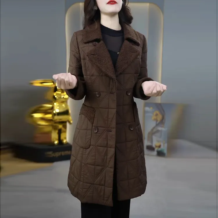 休闲百搭棉衣外套2025年秋冬新款时尚减龄女士气质保暖中长款棉服