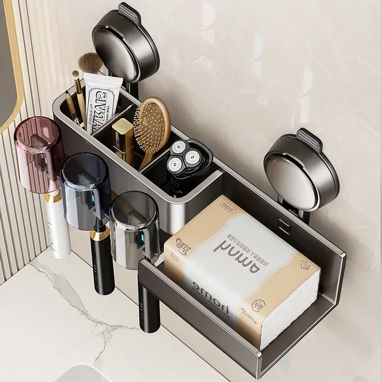 卫生间纸巾抽纸置物架带电动牙刷放置收纳免打孔洗手间壁挂式支架