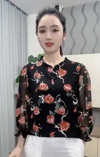 〖木耳领玫瑰花〗2025新款时尚木耳领时尚显瘦衬衫洋气百搭减龄小衫