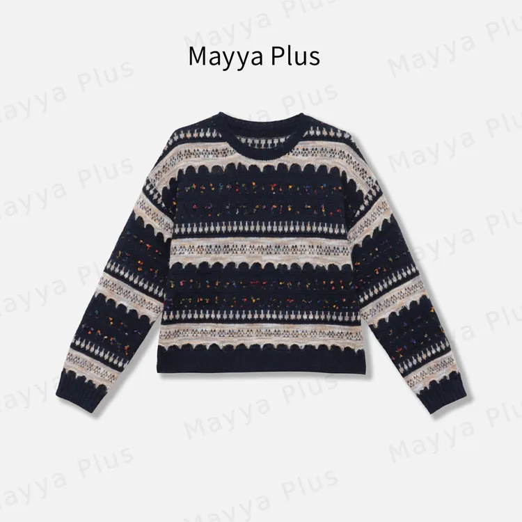 【米兰线条】Mayya Plus麦芽定制气质显瘦流光风针织上衣女32546330