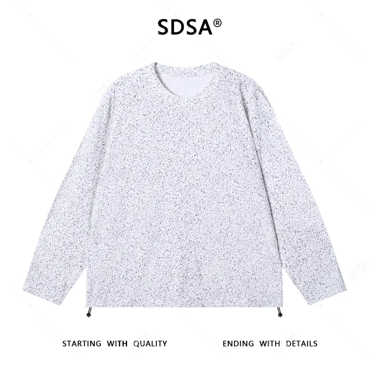 SDSA男士秋冬新款痞帅男装简约撞色下摆松紧针织圆领卫衣百搭时尚