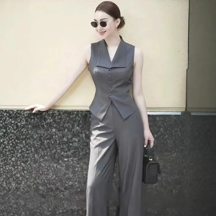 职业女装夏季搭配一整套轻奢高级感女人味干练气质马甲西裤两件套