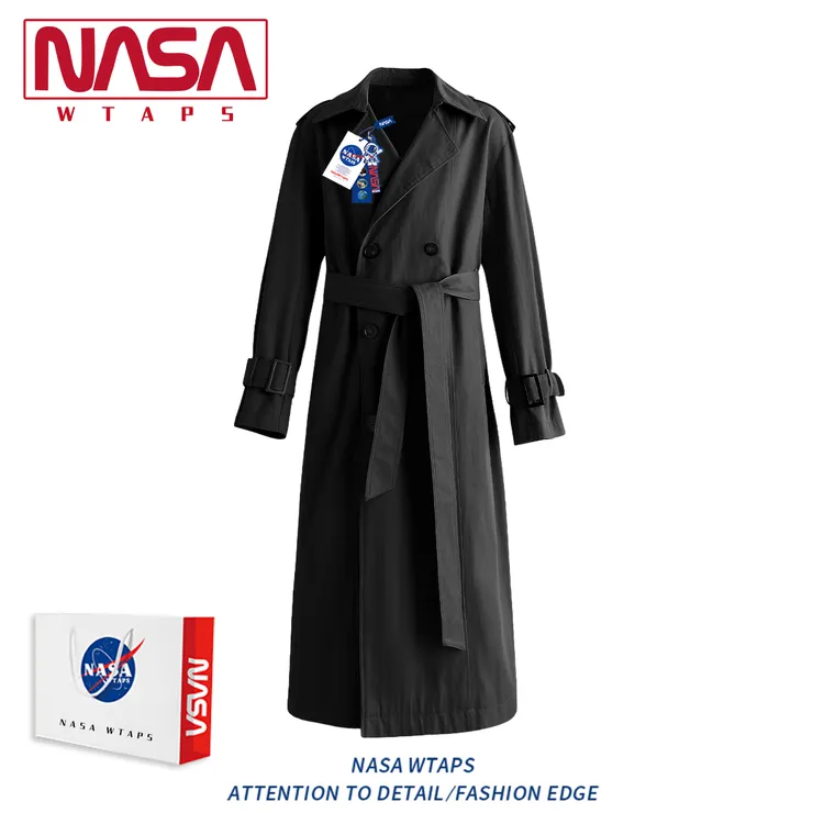 NASA WTAPS风衣外套男士秋冬季新款潮流中长款情侣英伦风过膝大衣