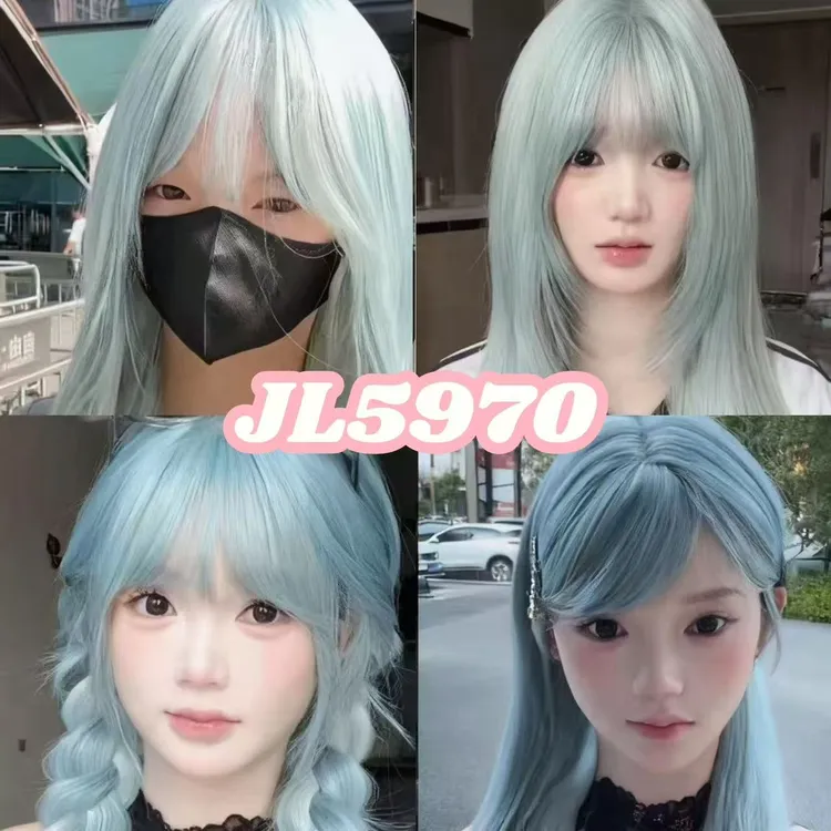 618福利 蓝色渐变色长直发氛围感日常温柔学姐发JL5970