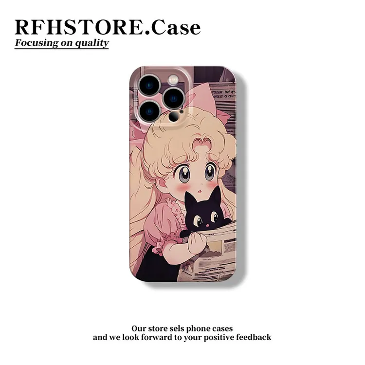 闪度侠ins风猫猫美少女适用苹果16菲林手机壳华为P70vivo小米oppo