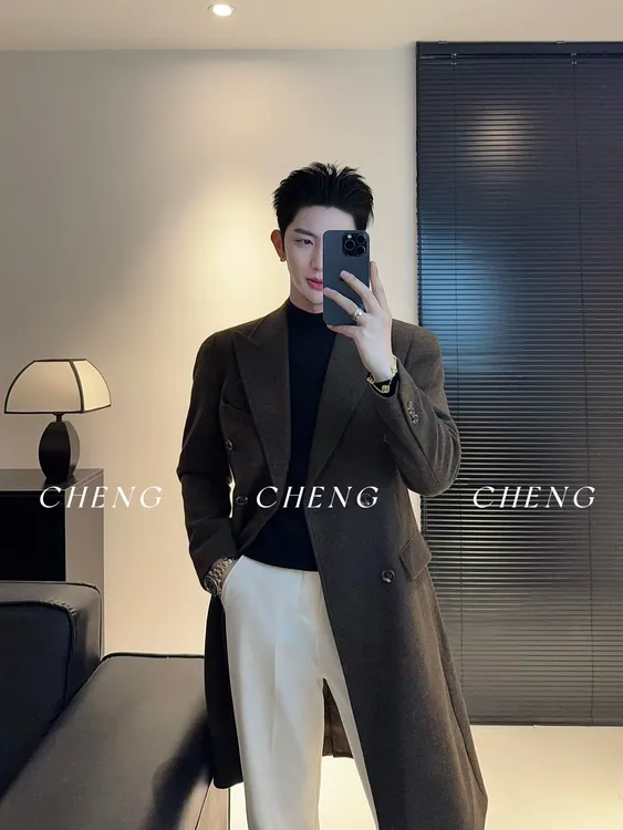 「程程的试衣间」秋冬高定面料新款大衣羊毛质感时尚百搭中长款外套