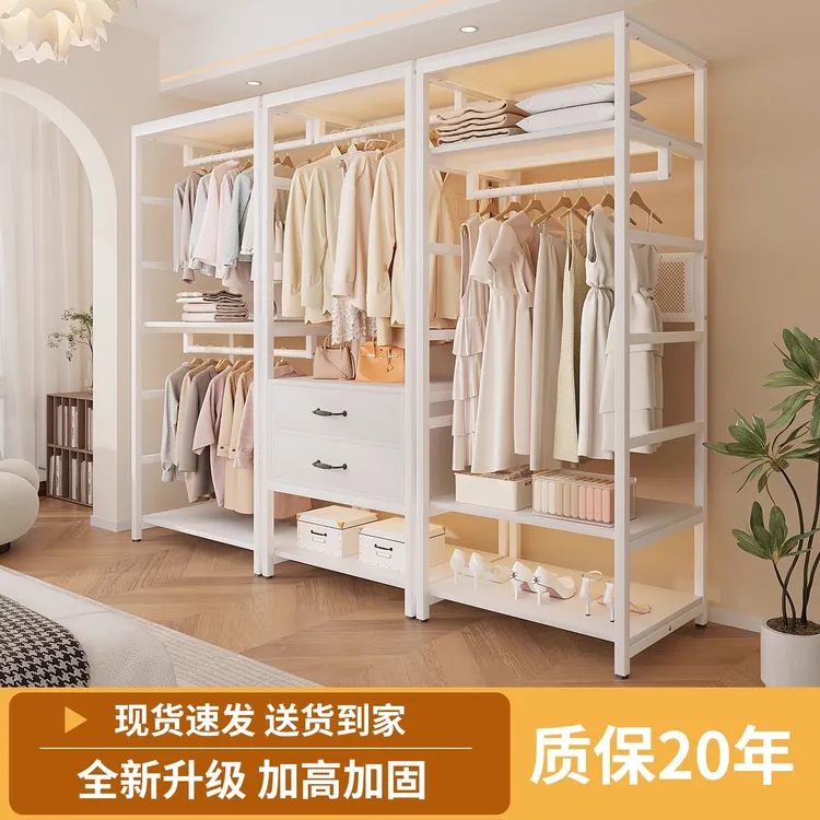 衣柜简易家用卧室出租房金属衣橱钢制组装衣服柜转角靠墙收纳柜子