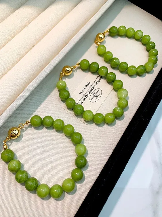 合金磁铁手链 强力吸磁扣青提绿葡萄手链小众天然玛n手串