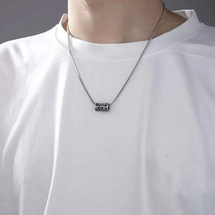 钛钢项链 钛钢项链百搭设计嘻哈云纹钛钢饰品配饰吊坠项链男款